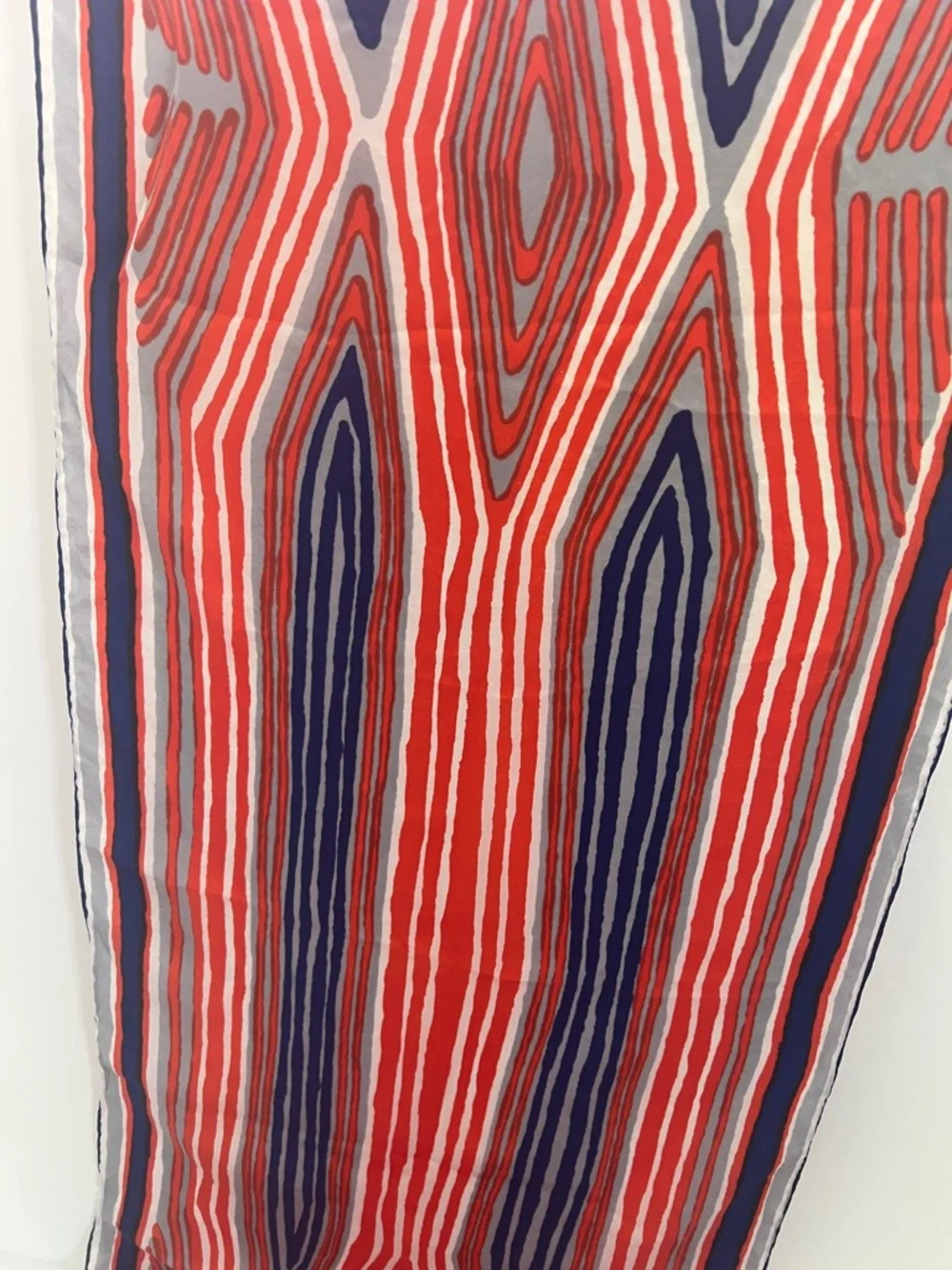 Vintage Vera Neumann Oblong  geometric design scarf red blue handrolled scarf